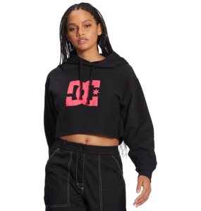 Bluzy Z Kapturem Damskie DC Cropped 2 Czarne Fuksja | 59206UGEL