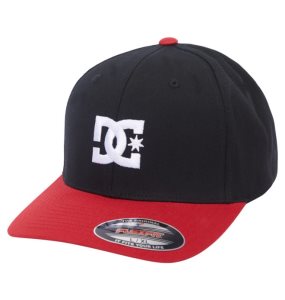 Czapki Dziecięce DC Cap Star Flexfit Czarne Czerwone | 08927MJVE